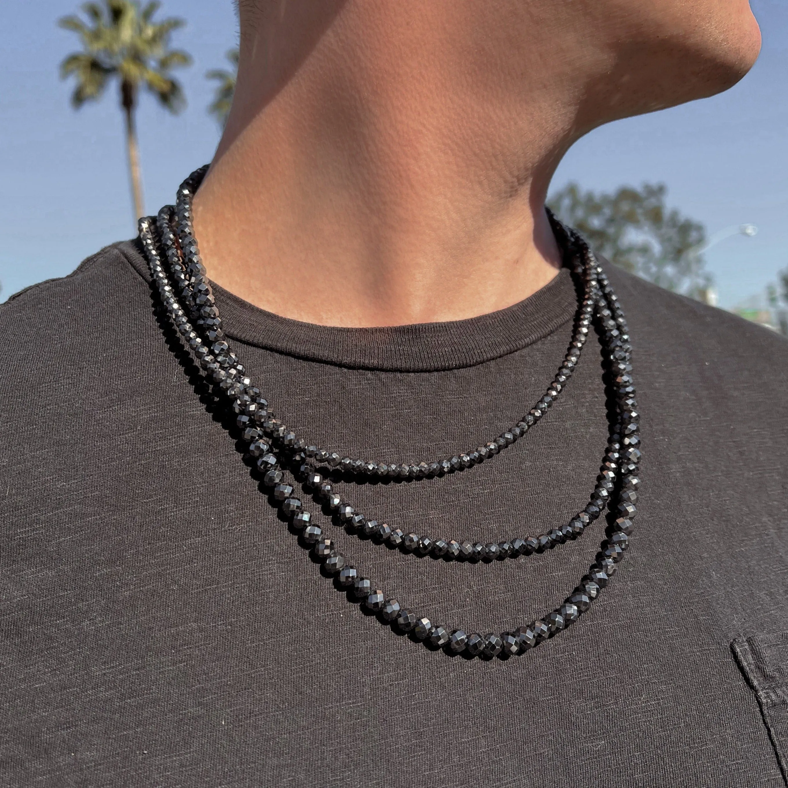 Men's Black Diamond Cut Moissanite Necklace