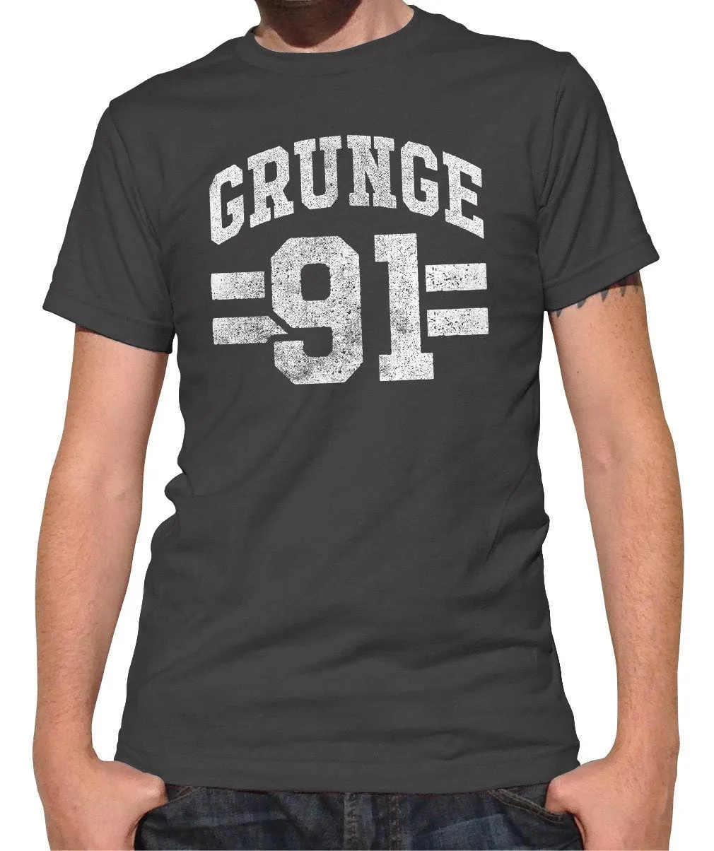 Men's Grunge 91 T-Shirt Alternative 90s Music Punk Grunge Rock and Roll