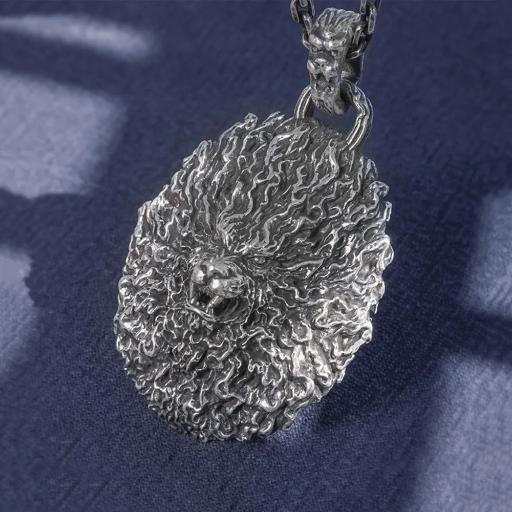 Men's Real Solid 999 Sterling Silver Pendants Lion King Animal Lion Head Jewelry