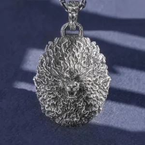 Men's Real Solid 999 Sterling Silver Pendants Lion King Animal Lion Head Jewelry