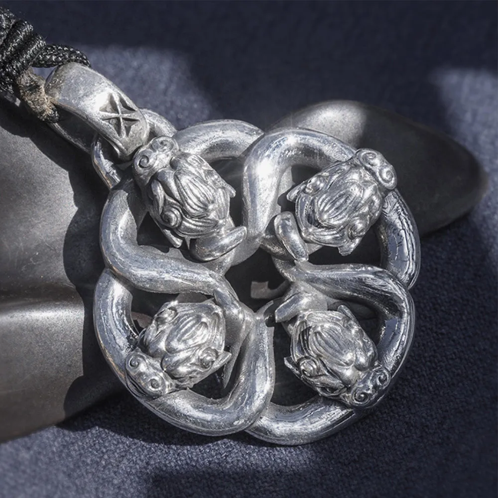 Men's Real Solid 999 Sterling Silver Pendants Mythical Animal Fashion Jewelry