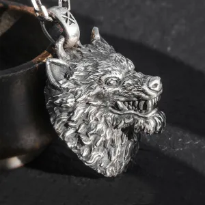Men's Real Solid 999 Sterling Silver Pendants Wolf King Animal Wolf Head
