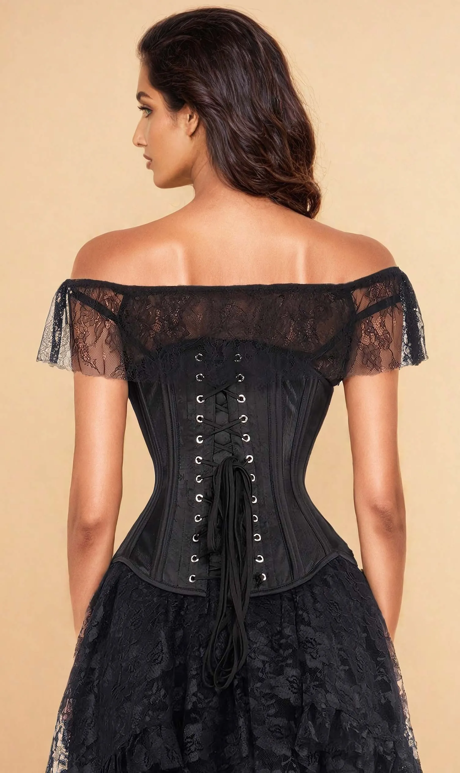 Mesh with Brocade Custom Made Waist Trainer Corset (ELC-501)