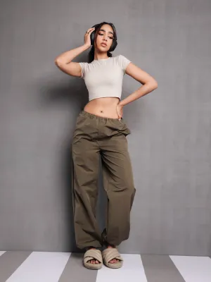 Mid Waist Parachute Pant