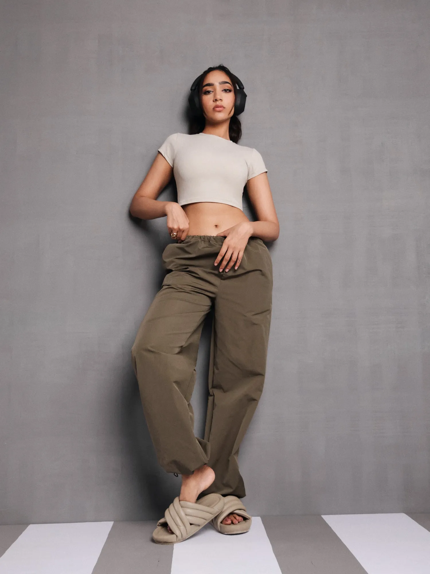 Mid Waist Parachute Pant