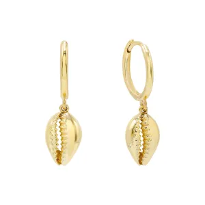 Mini Shell Huggie Earring 14K