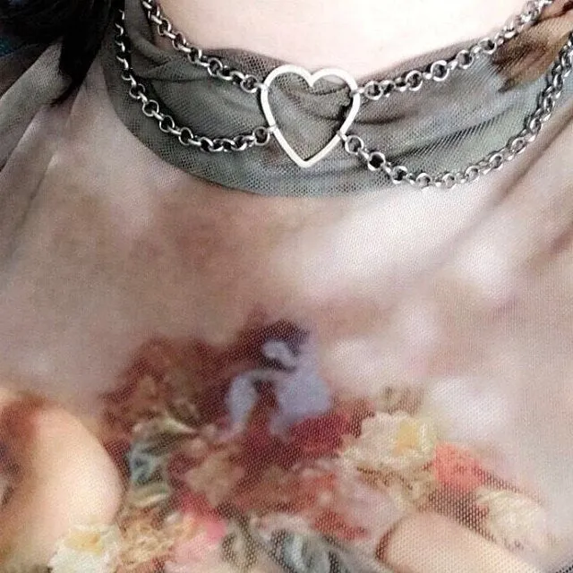 Moon Gothic Chains O Ring Choker gothic choker, moon necklace, moon choker