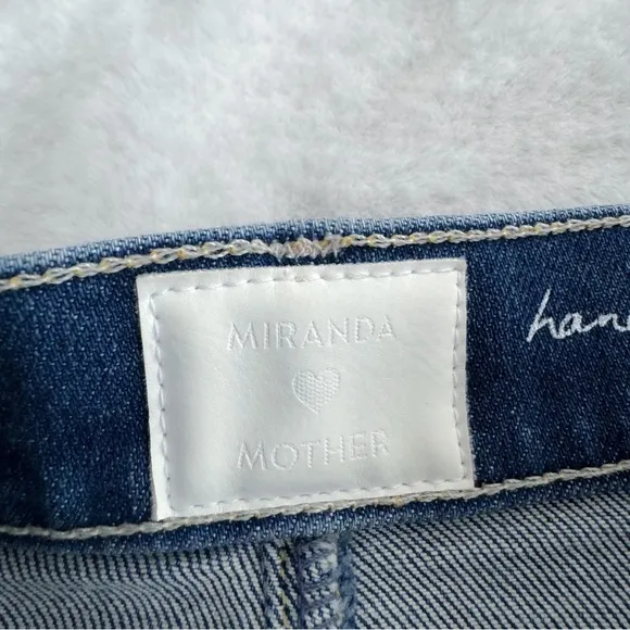 MOTHER x Miranda Kerr The Snap Down Mini Flare Jean Skirt High Spirits Blue
