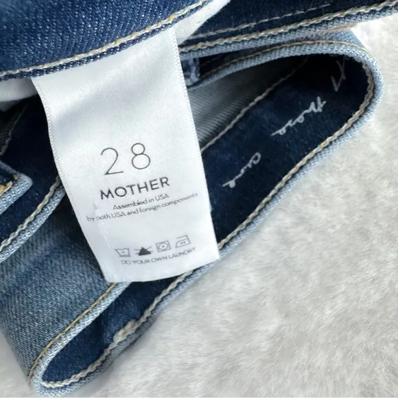 MOTHER x Miranda Kerr The Snap Down Mini Flare Jean Skirt High Spirits Blue