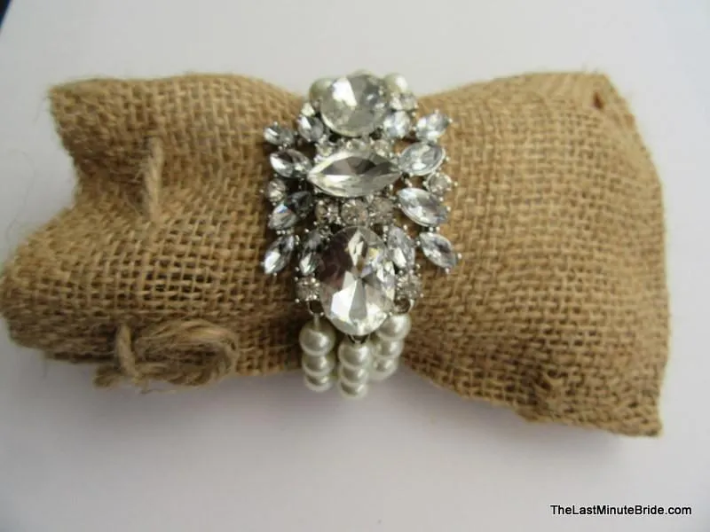 Multi Strand Pearl and Crystal Bridal Bracelet