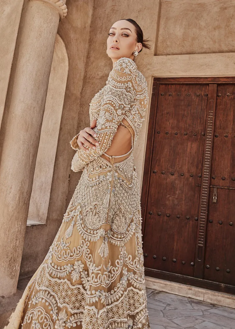 Mustard Gold Lehenga Gown for Indian Bridal Wear