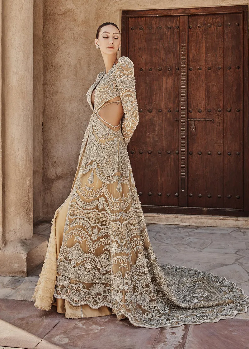 Mustard Gold Lehenga Gown for Indian Bridal Wear