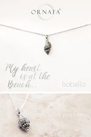 “My Heart is at the Beach” Sterling Silver and Silver Plated Seashell Necklace