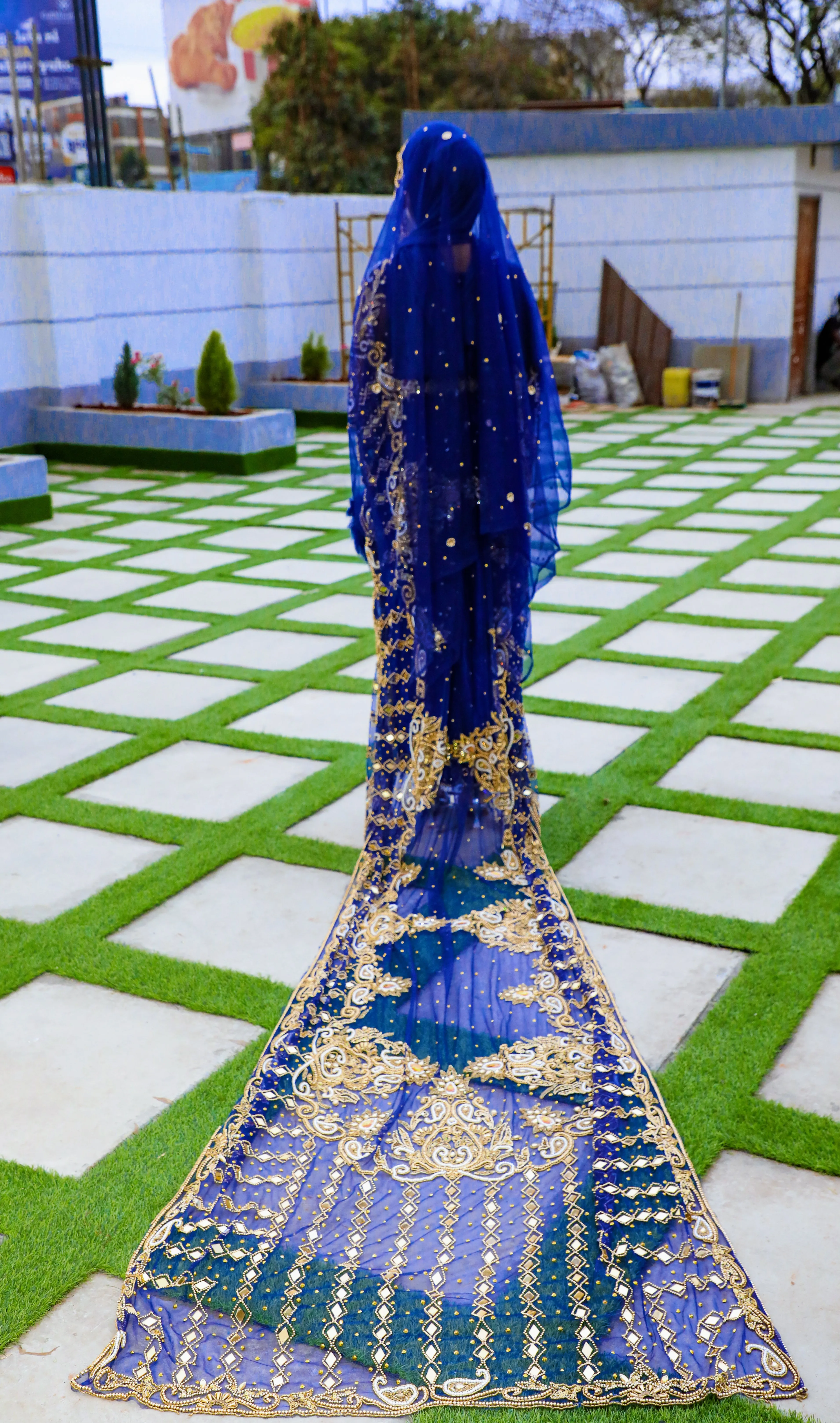 Navy Blue Lace Somali Bridal Dirac( Najma Collection)