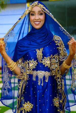 Navy Blue Lace Somali Bridal Dirac( Najma Collection)
