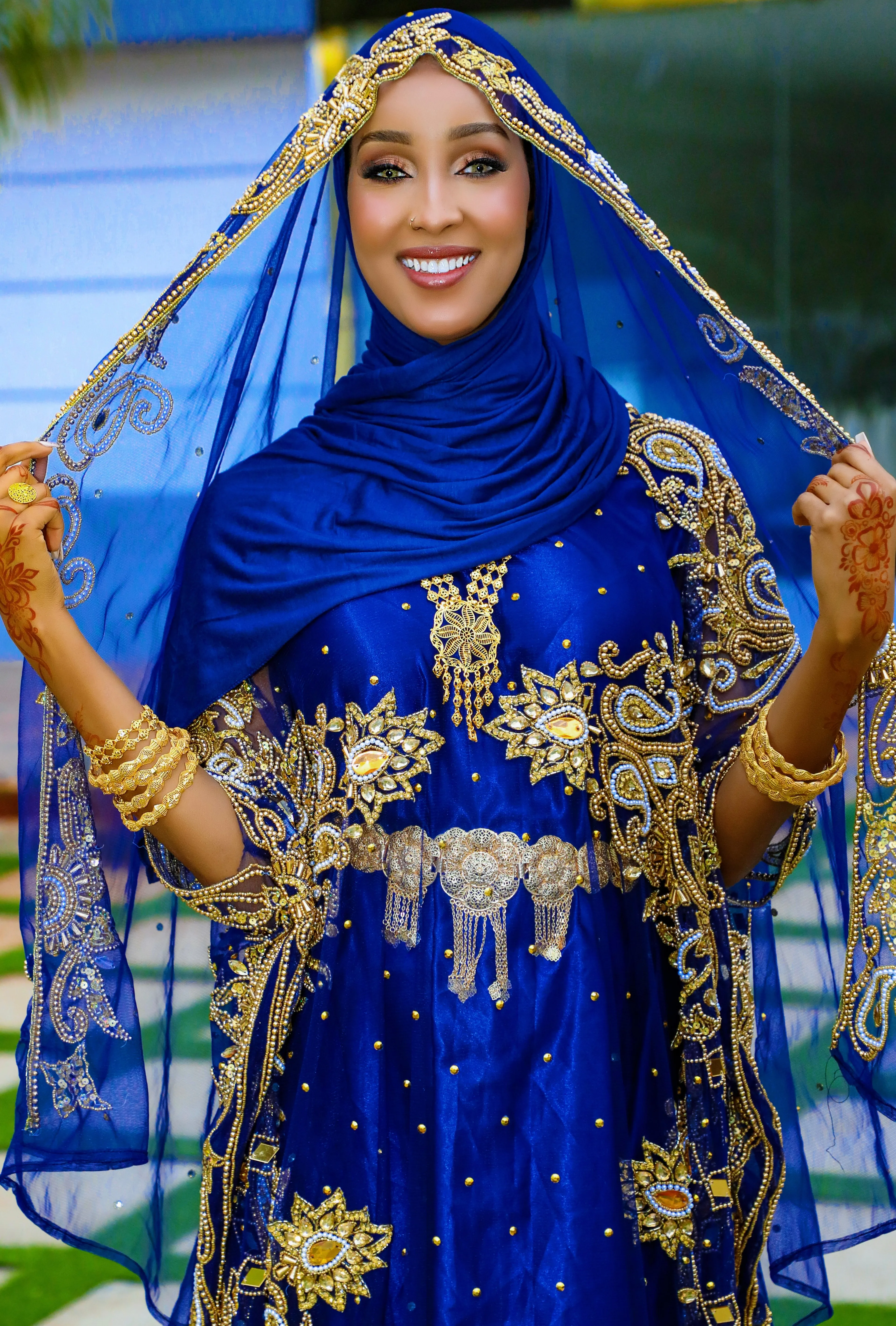 Navy Blue Lace Somali Bridal Dirac( Najma Collection)