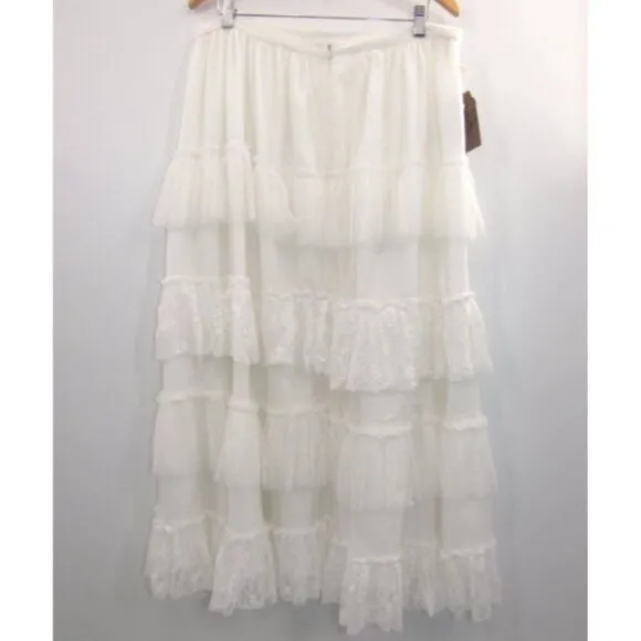 NWT Anthropologie White Forever That Girl Tiered Midi/Maxi/Midaxi Skirt Size XL