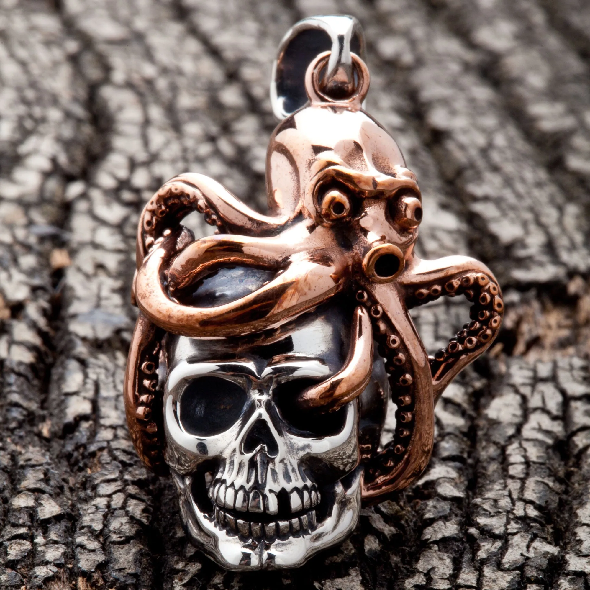 Octopus Skull Sterling Silver Gothic Pendant
