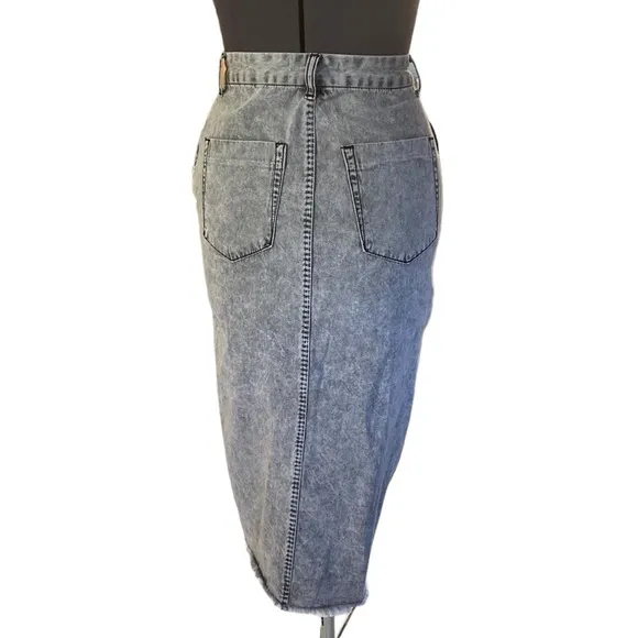 One Teaspoon FESTIVAL Mid Length Denim Skirt Sz XS Gray 4 Pockets Closing Zip