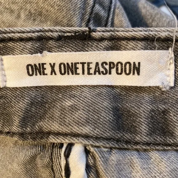 One Teaspoon FESTIVAL Mid Length Denim Skirt Sz XS Gray 4 Pockets Closing Zip