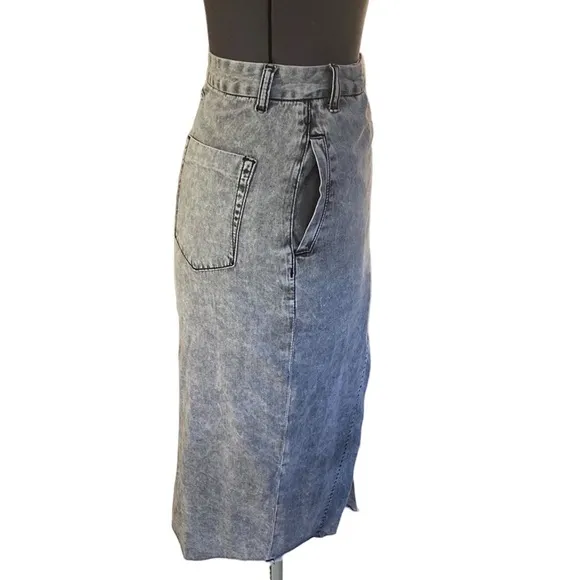 One Teaspoon FESTIVAL Mid Length Denim Skirt Sz XS Gray 4 Pockets Closing Zip