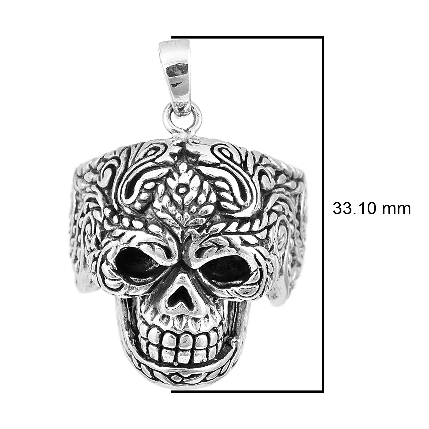 Oxidized Sterling Silver Handmade Skull Mens Necklace Vintage Skull Necklace