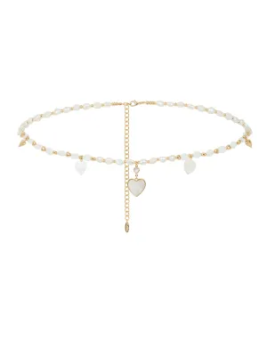 Pearl and Heart Charm Body Chain