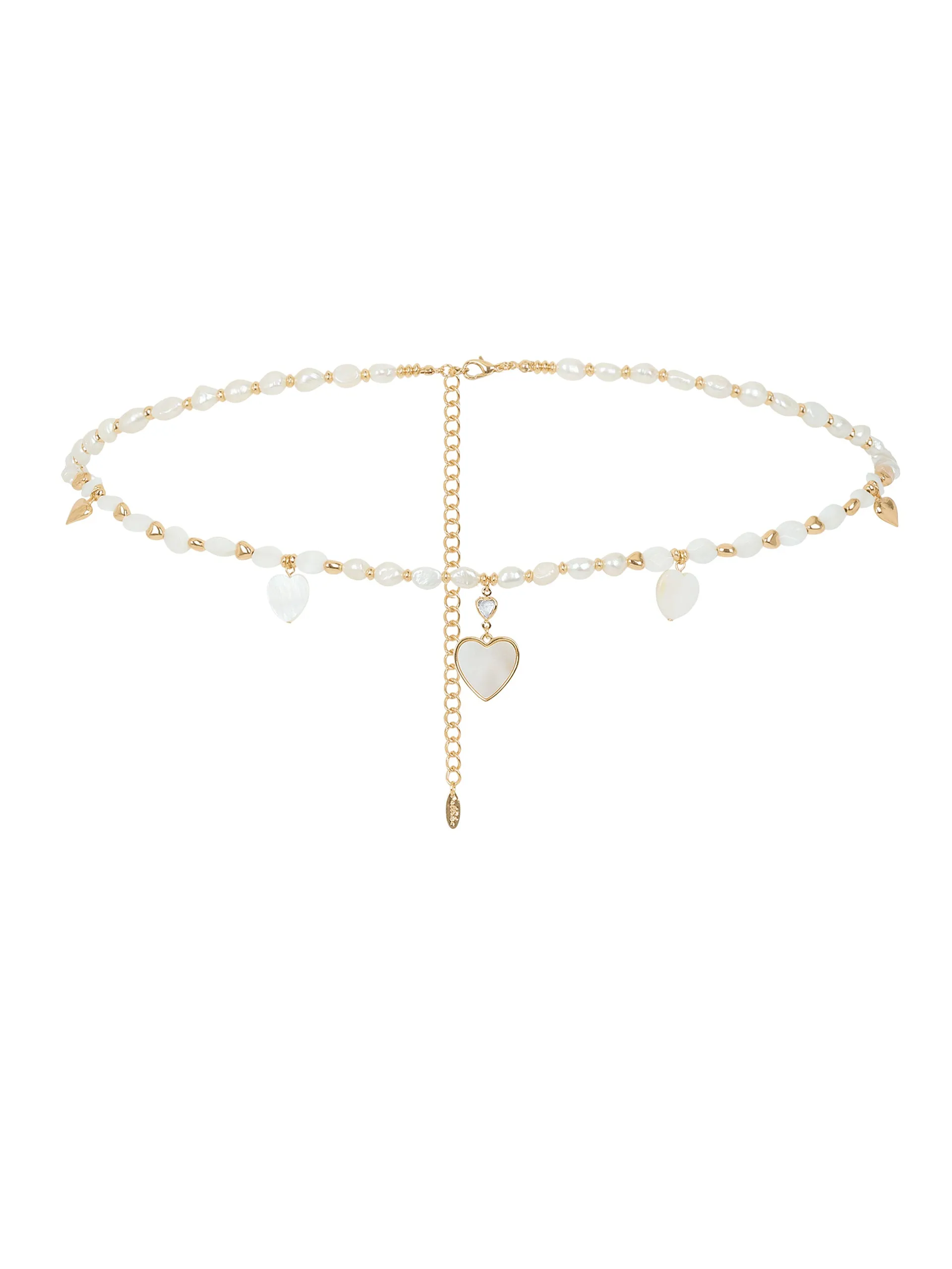 Pearl and Heart Charm Body Chain