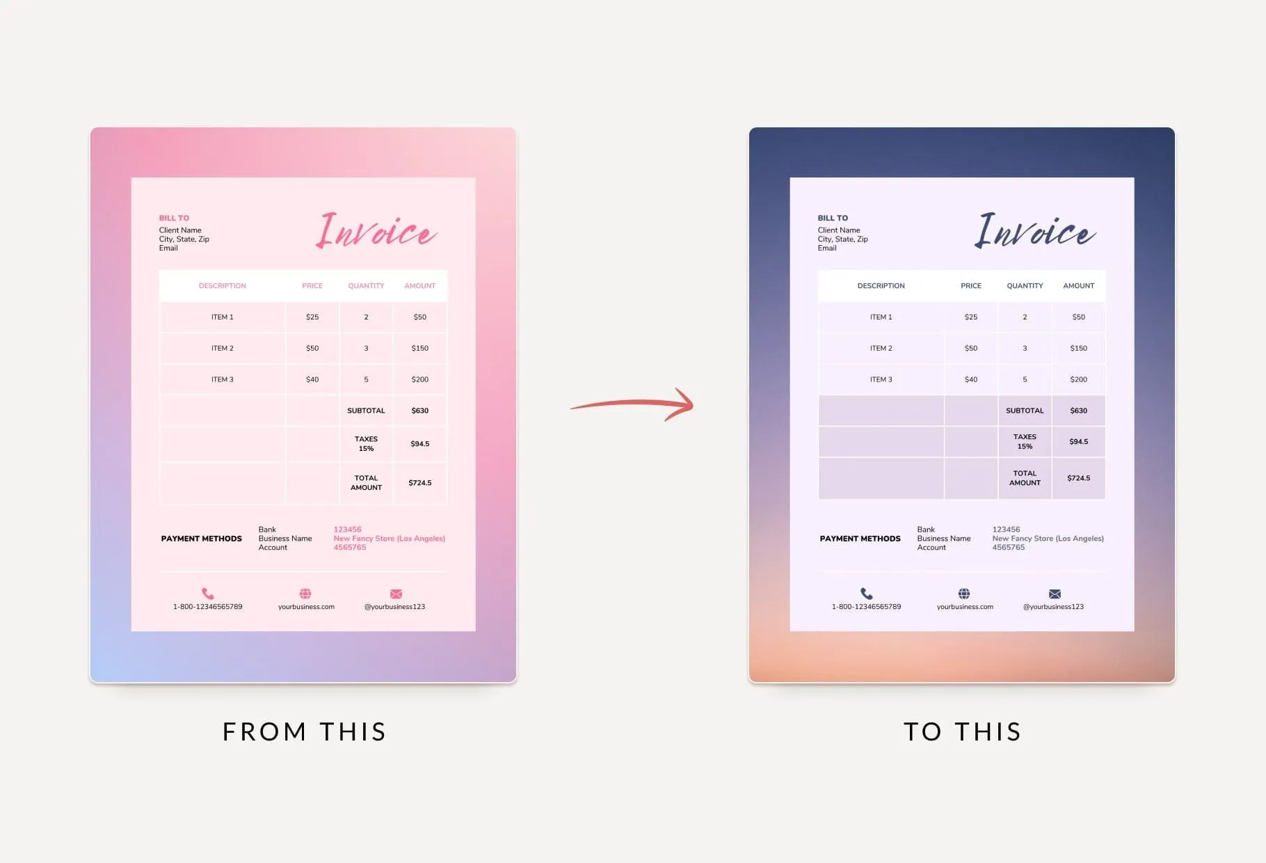 Piggy Pink Invoice Canva Template Printable and Editable