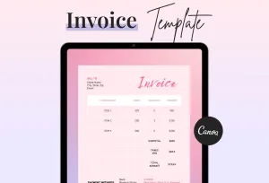 Piggy Pink Invoice Canva Template Printable and Editable