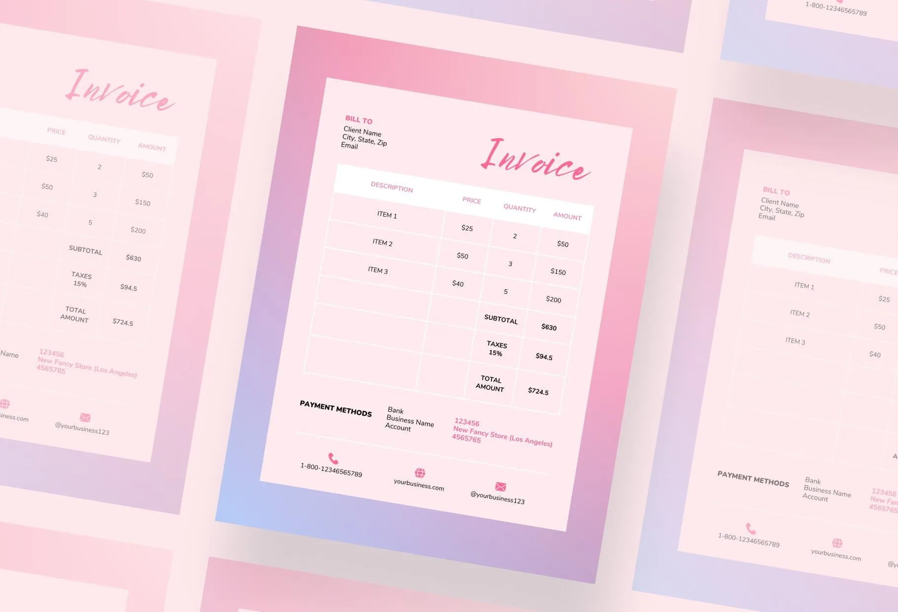 Piggy Pink Invoice Canva Template Printable and Editable