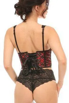 Plaid Satin Open Cup Waist Cincher