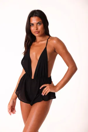 Plunge chiffon playsuit