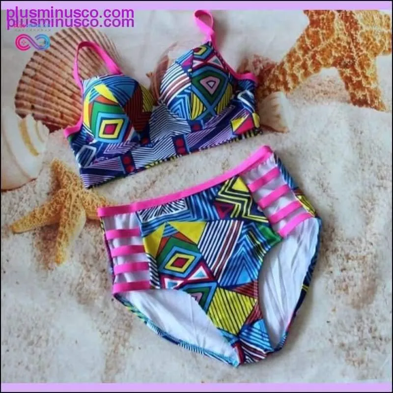 Plus Size Bikini Women Push Up Padded High Waist Bikini Set