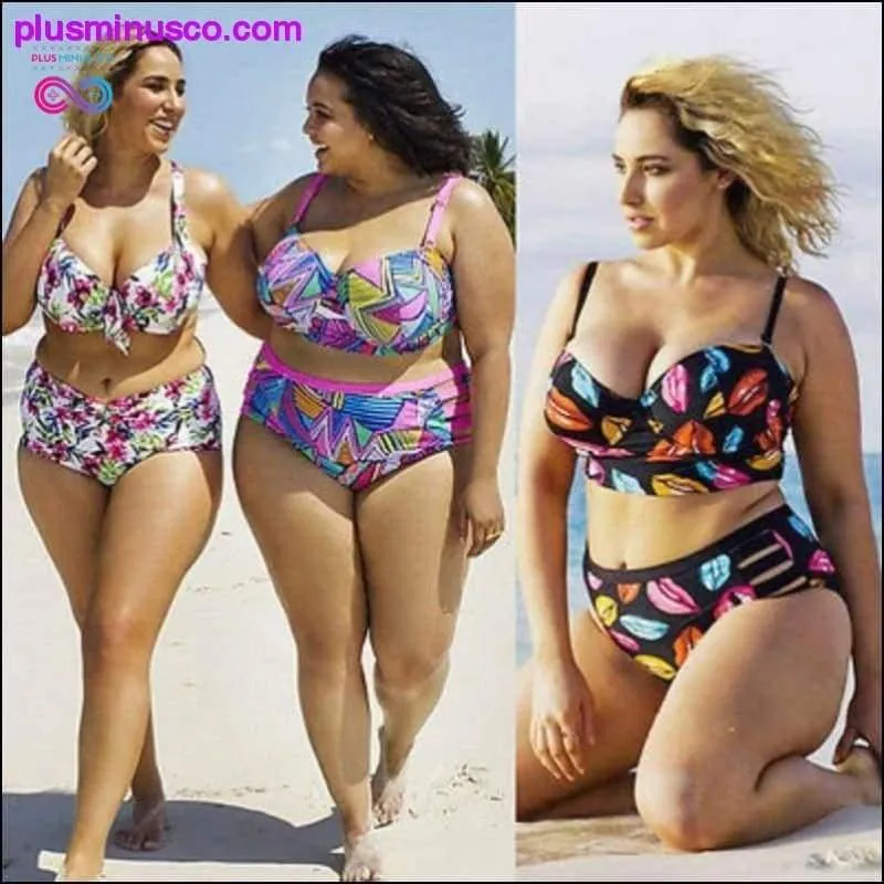 Plus Size Bikini Women Push Up Padded High Waist Bikini Set