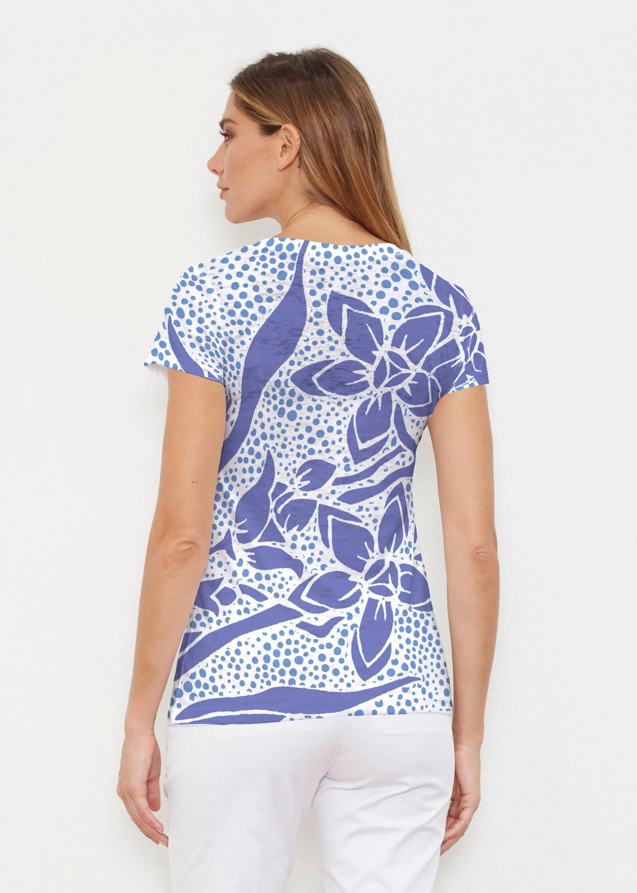 Polka Vine (8111) ~ Signature Cap Sleeve V-Neck Shirt