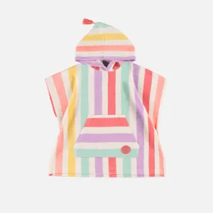 Poncho de plage crème à rayures colorées, bébé  || Cream beach poncho with colorful stripes, baby
