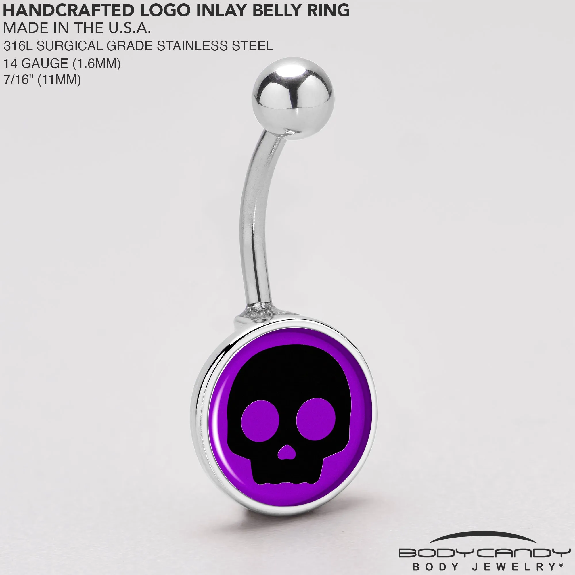 Purple Black Simple Skull Belly Ring