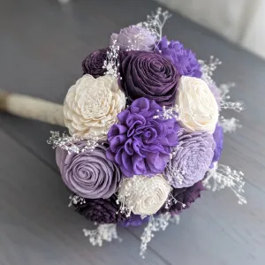 Purple, Plum, Lilac, and Ivory Bouquet with Baby's Breath