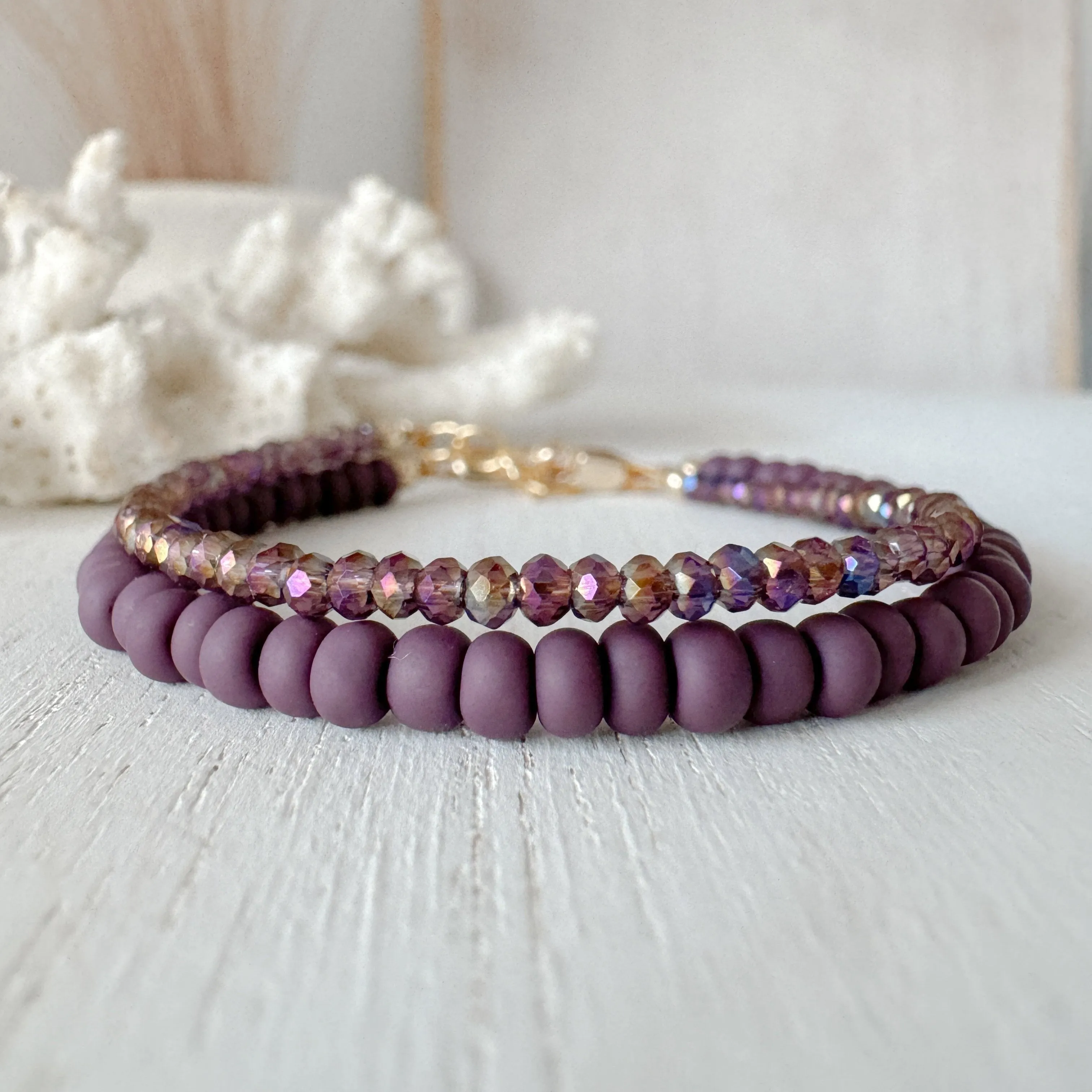 Purple Rain Stacking Bracelet - Set or Each