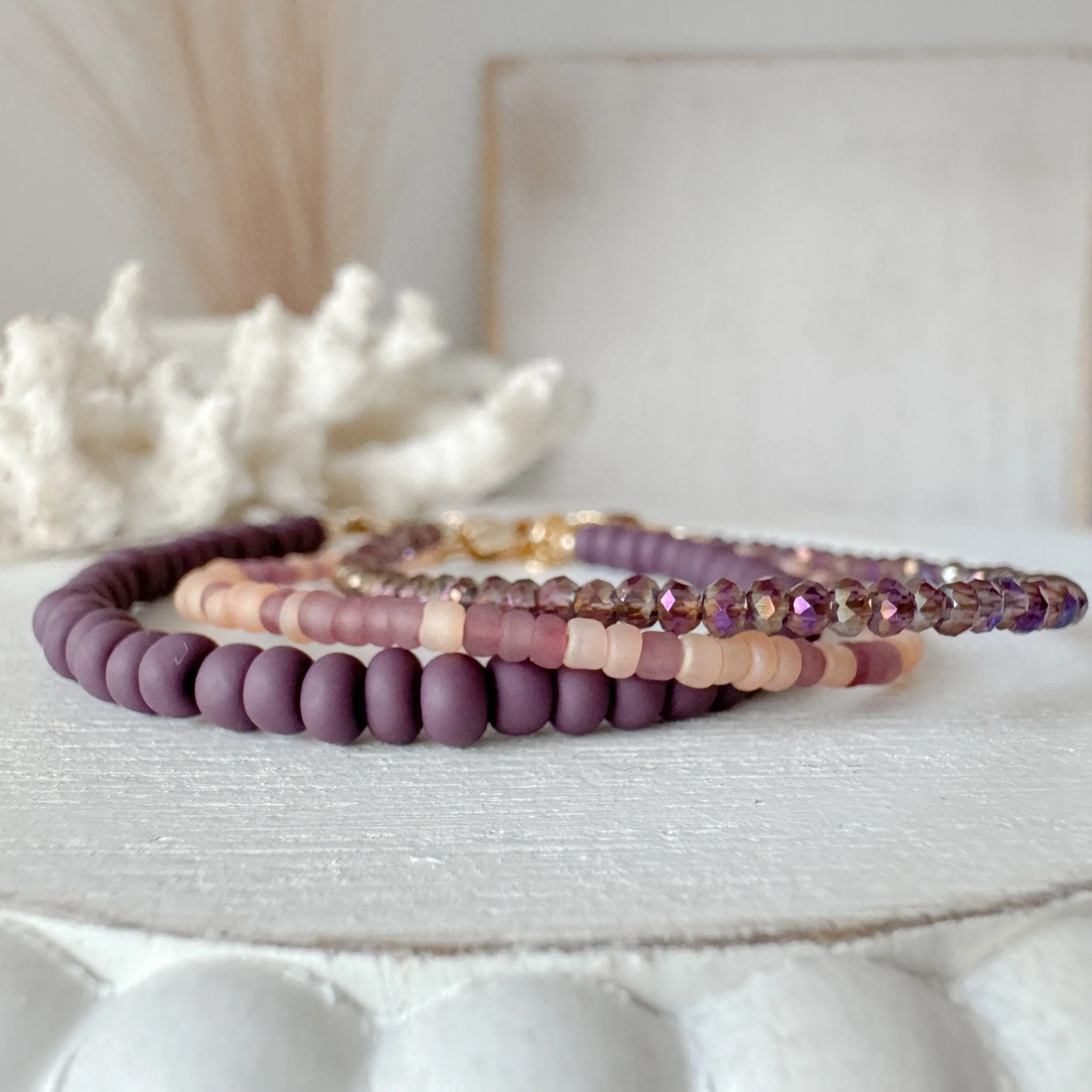 Purple Rain Stacking Bracelet - Set or Each