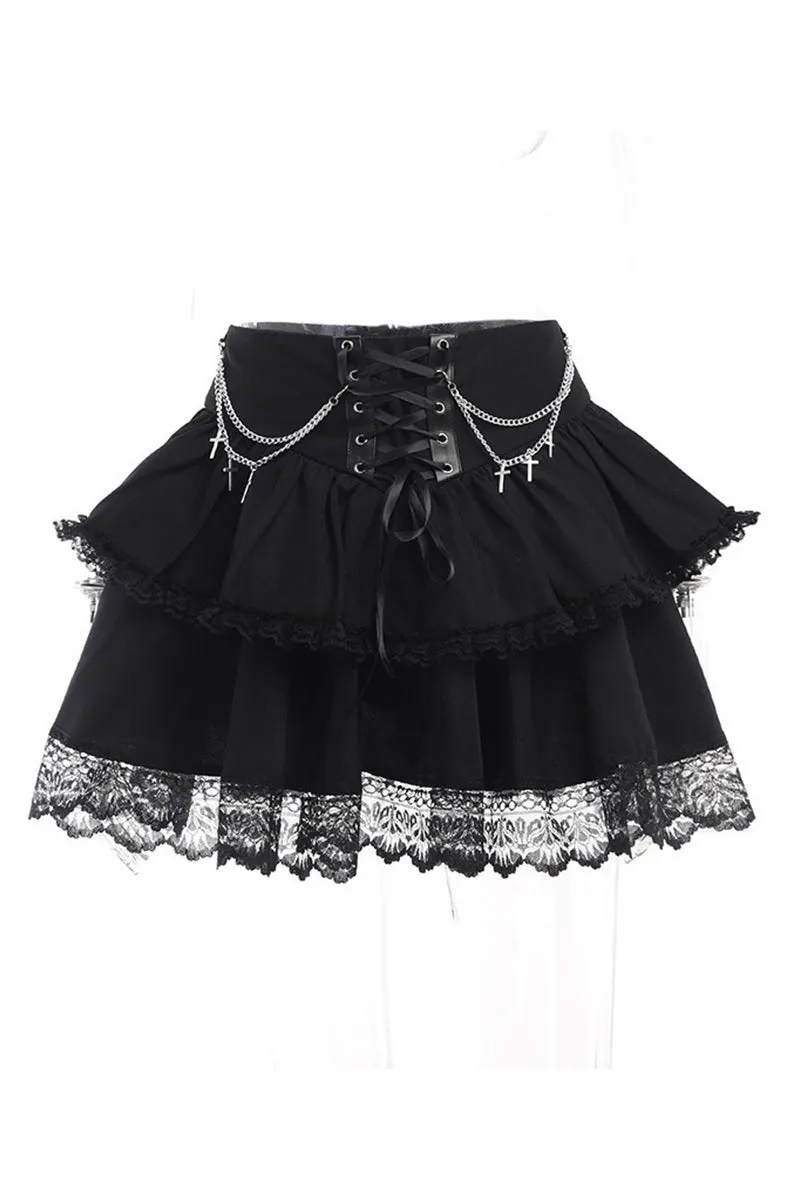 QS3463 Halloween Gothic Mini Skirt