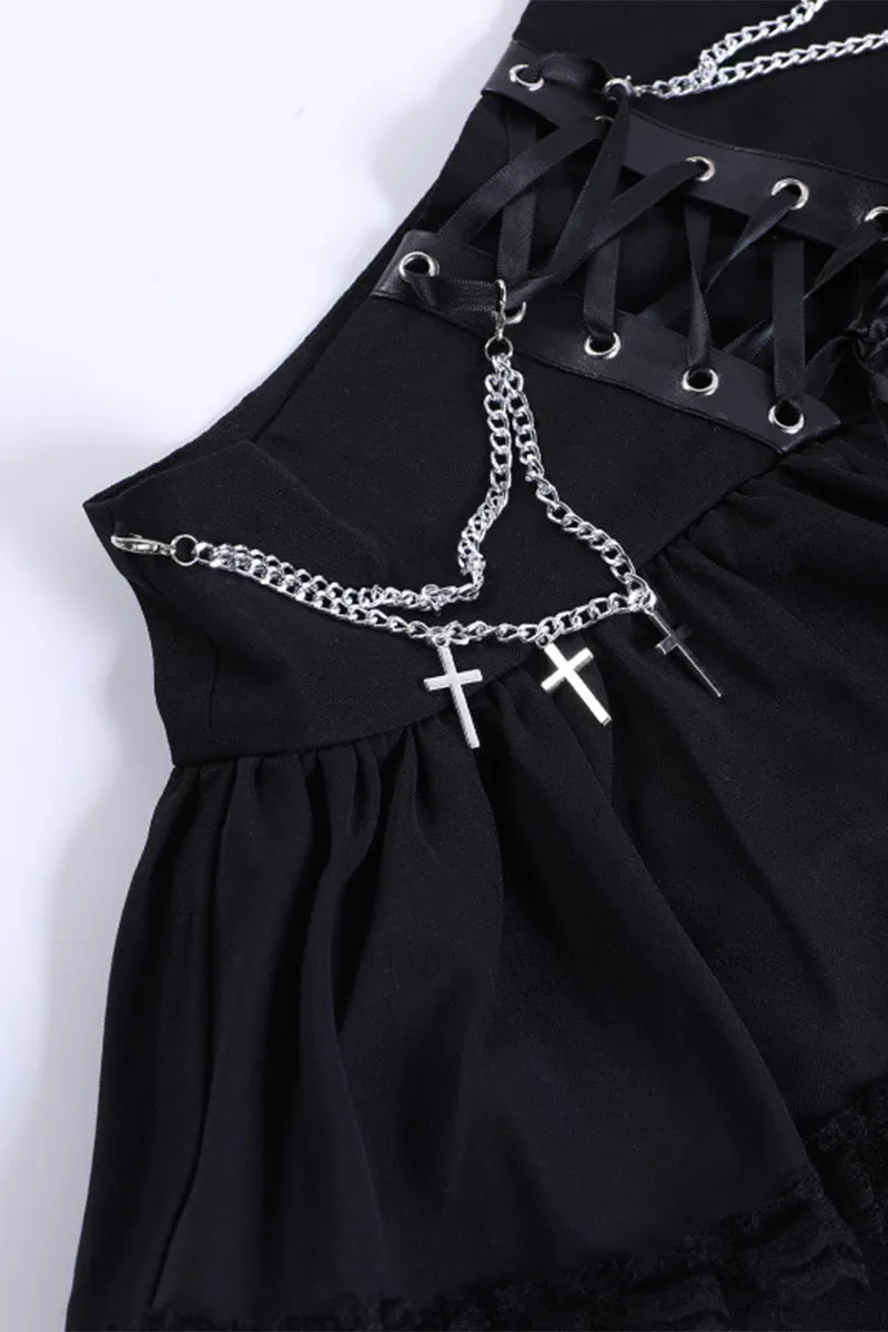QS3463 Halloween Gothic Mini Skirt