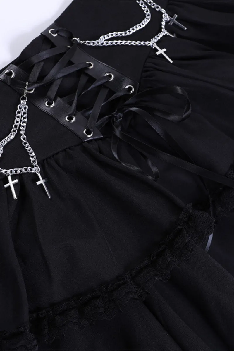 QS3463 Halloween Gothic Mini Skirt