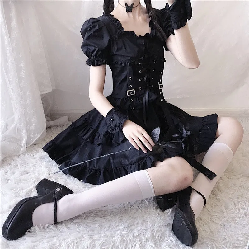 "DARK BLACK GOTHIC LOLITA" DRESS N082904