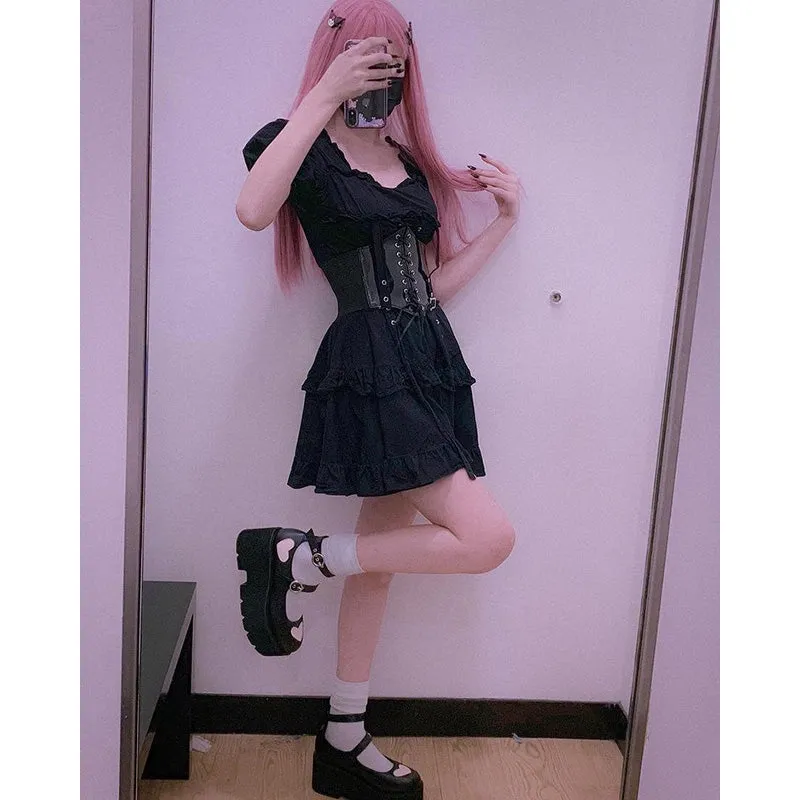 "DARK BLACK GOTHIC LOLITA" DRESS N082904