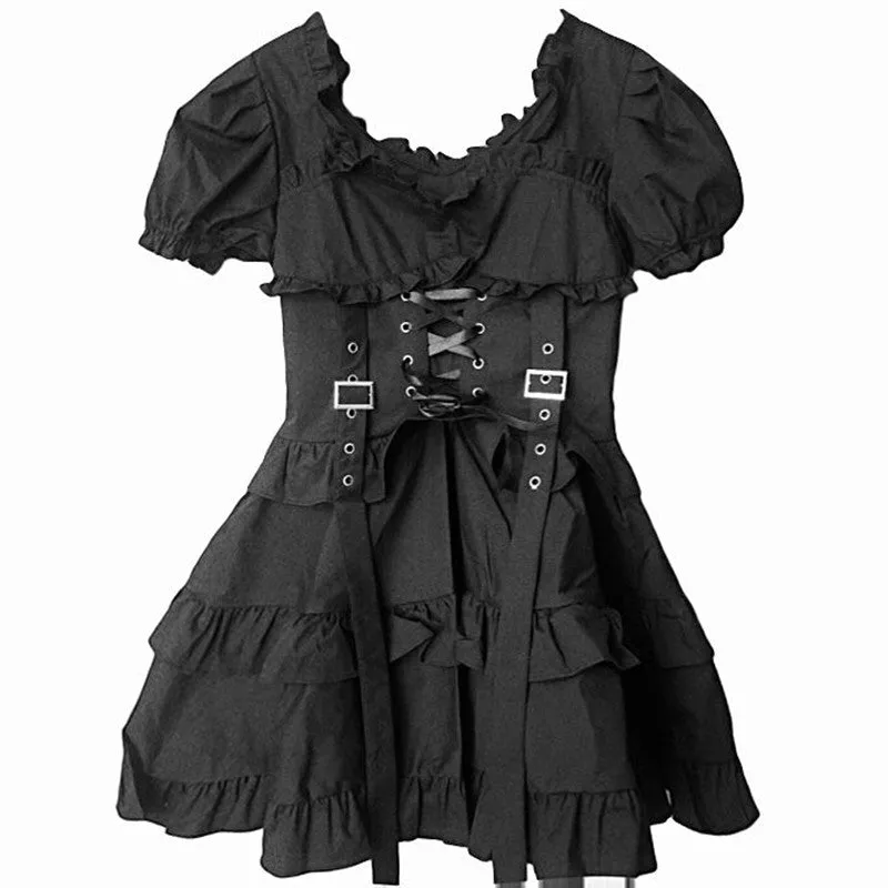 "DARK BLACK GOTHIC LOLITA" DRESS N082904