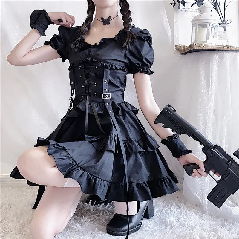 "DARK BLACK GOTHIC LOLITA" DRESS N082904