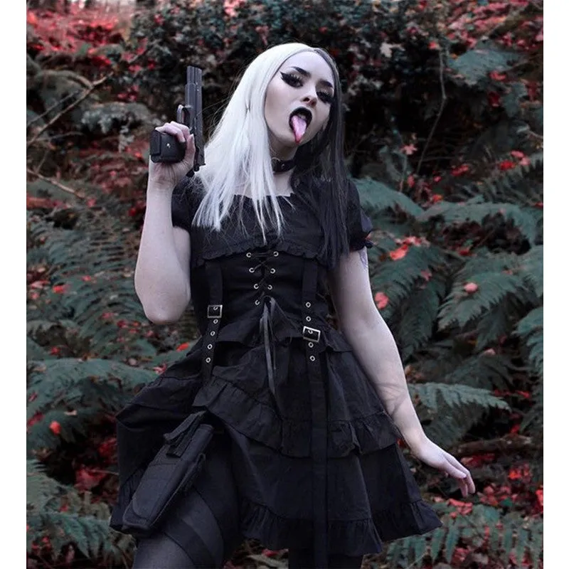 "DARK BLACK GOTHIC LOLITA" DRESS N082904