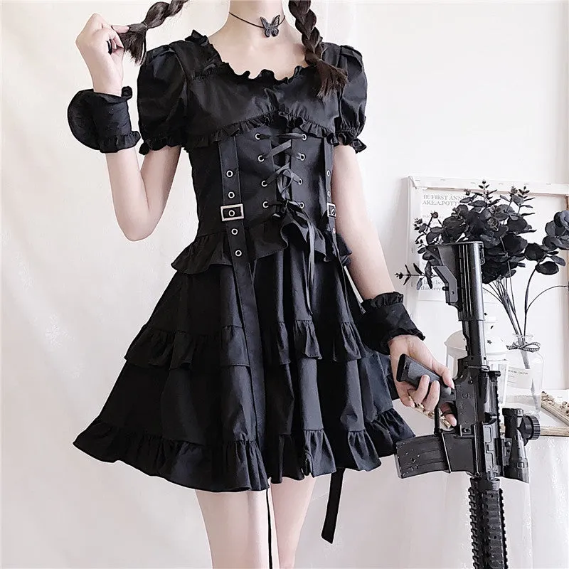 "DARK BLACK GOTHIC LOLITA" DRESS N082904